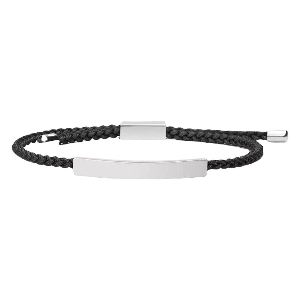Разработанный нишевый браслет для пары из титановой стали, регулируемый плетеный веревочный браслет из нержавеющей стали на локте, можно гравировать
