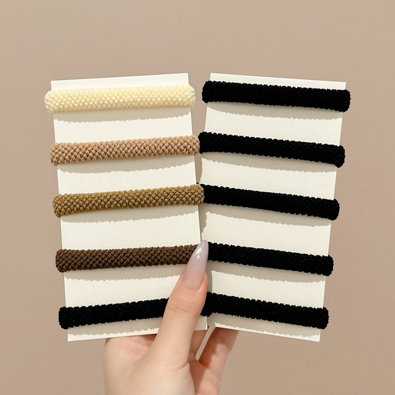 El nuevo anillo de cabello grueso y ancho con cola de caballo, cabeza de bola, cuerda de cabeza simple, alta elasticidad, no daña el cabello, banda de goma, cuerda de cabello para adultos