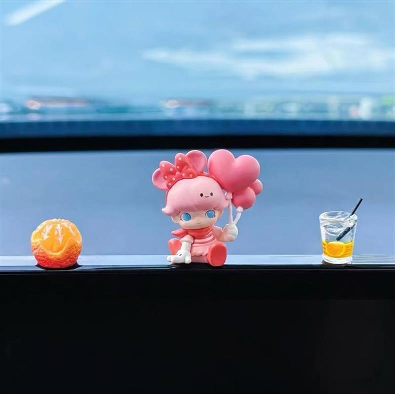 Bubble Mart Car Screen Decoration Car Dashboard Display Car Dimoo Interior Decoration Accessories for Women