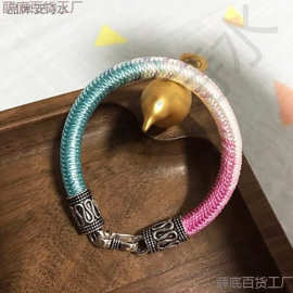 藏银扣子九乘迦叶金刚结手链尾扣头龙鳞绳s扣链接扣六字真言卡扣