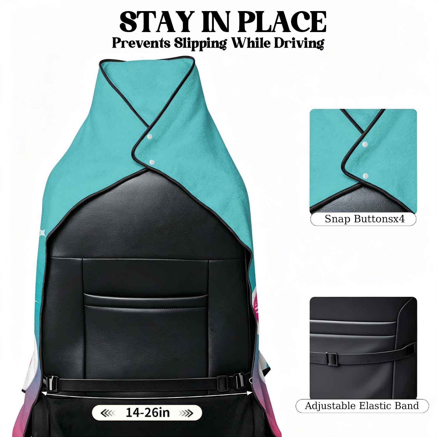 Printed bath towel and car seat cover 2-in-1, ultra-fine fiber outdoor beach and car dual-use universal seat cushion