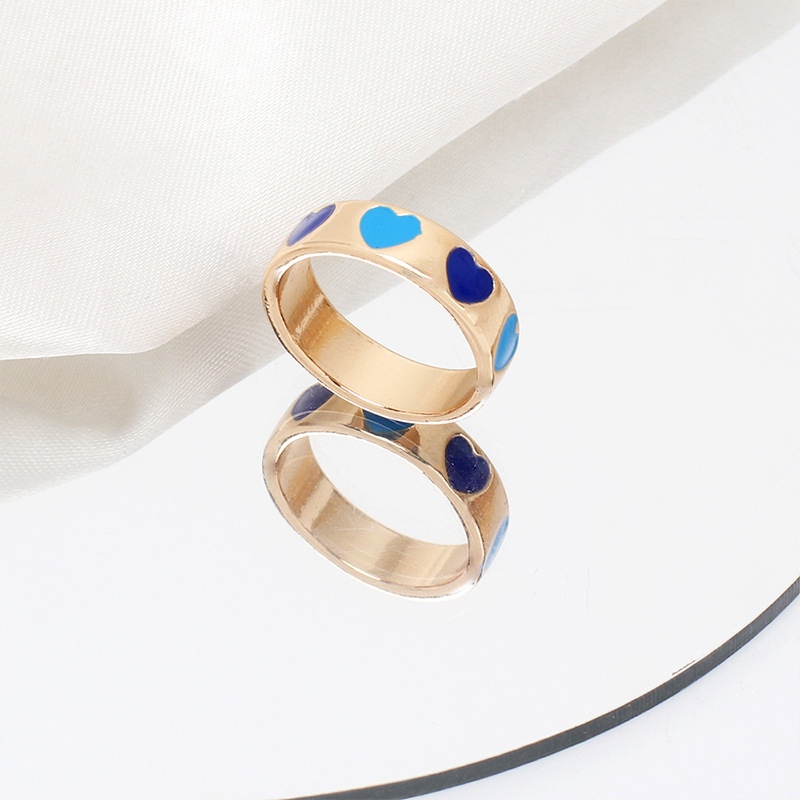 4g Weight Women'S Gender Fashion Style Purple, Blue Color One Size Size Wholesale Jewelry Simple Heart Drop Oil Alloy Ring Nihaojewelry 2