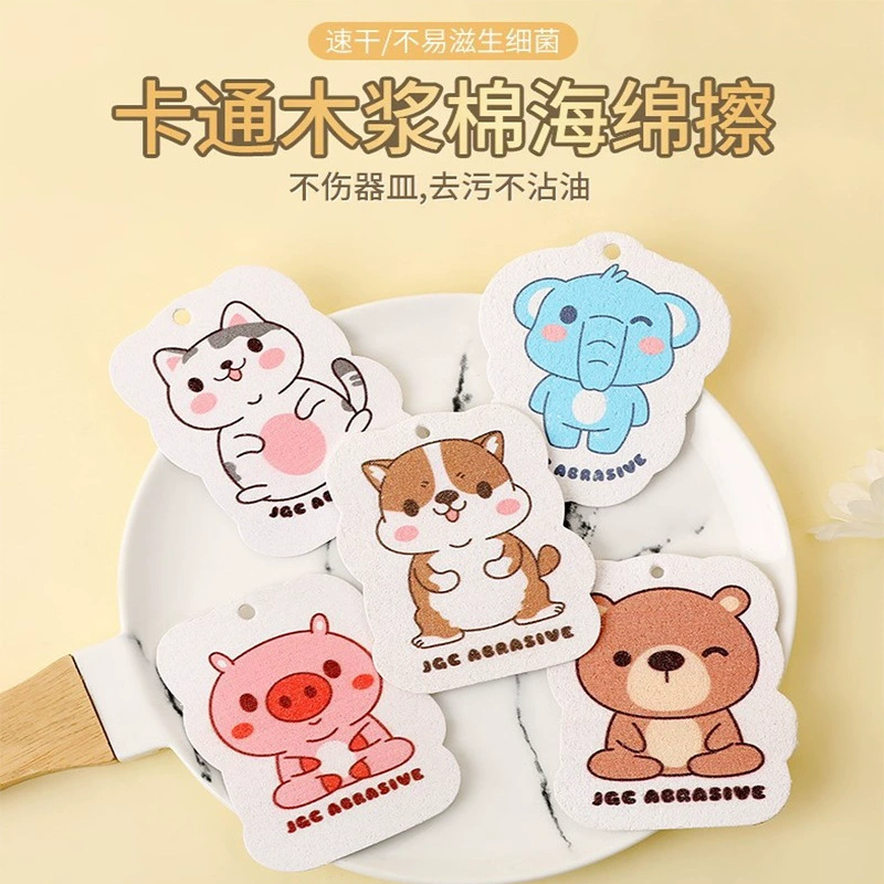 Креативная кухня для чистки чаши мультяшный деревянный весло губка для мытья посуды