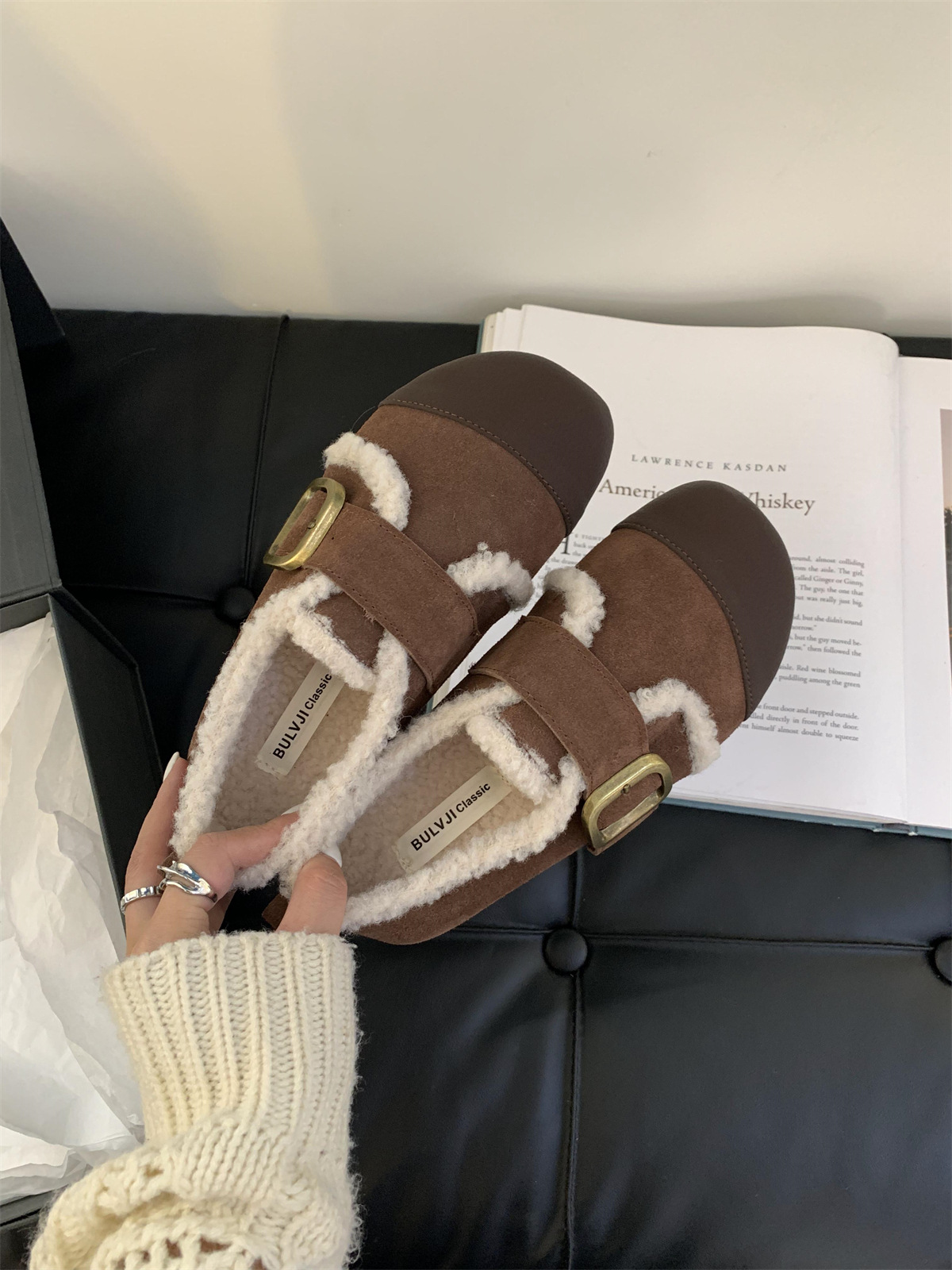 Scarpe basse donna tipo bean shoes foderate in peluche inverno_voghion.com