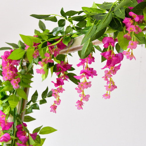 Simulated wisteria flower string flower rattan decoration winding fake flower vine plastic flower strip air conditioning pipe plant indoor hanging flower