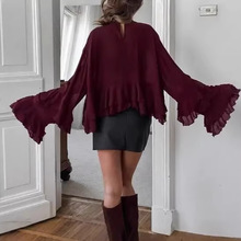 Small stand collar spliced long sleeved top ���Iƴ���L������