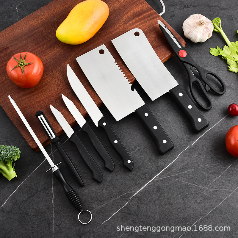 Juego de tarjeta de succión de ocho piezas de cocina Cuchillo de PP de acero inoxidable Cuchillo de chef Cuchillo de fruta Cuchillo de cocina Cuchillo de cocina Cuchillo de carne