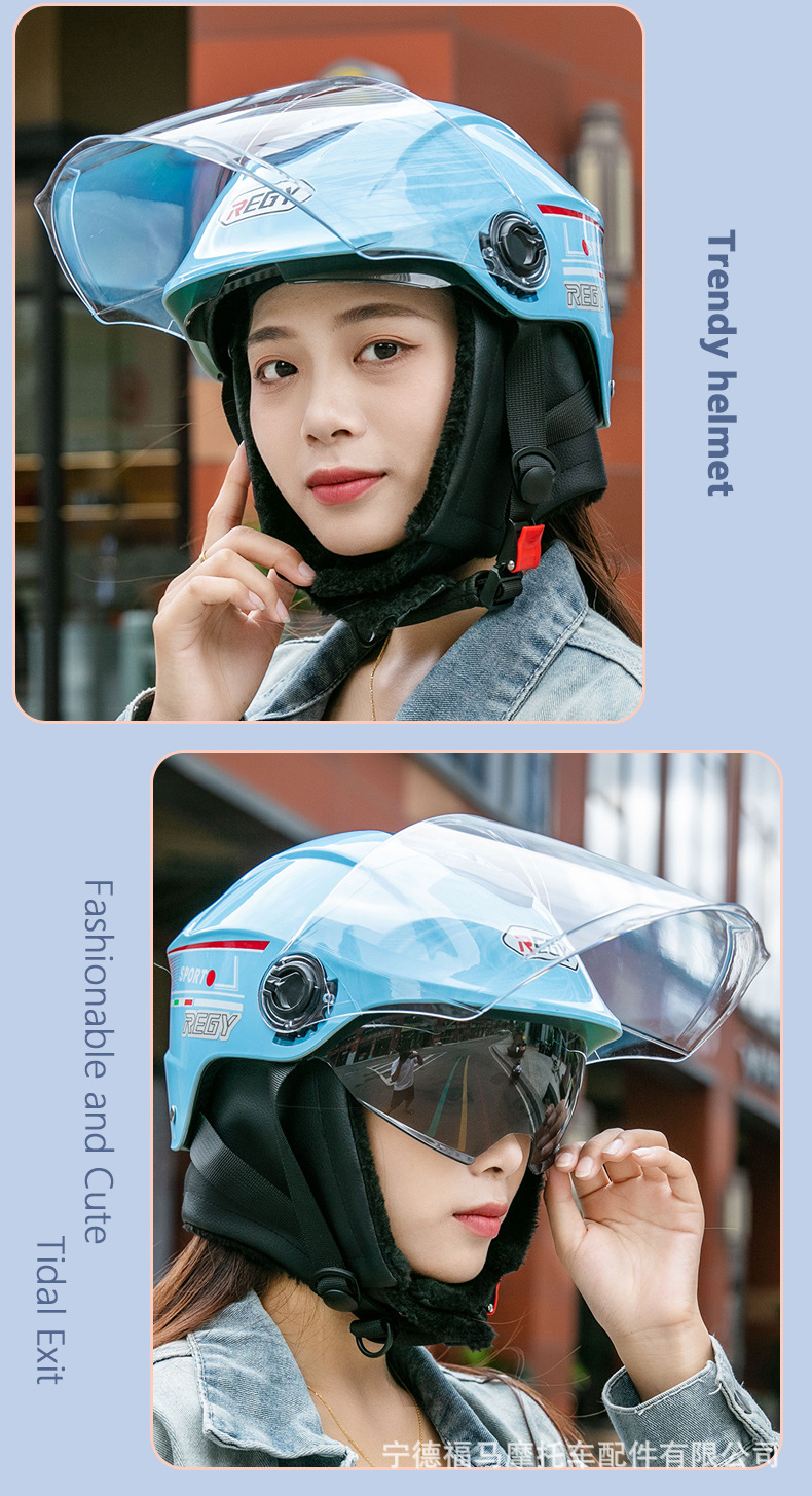 Class a 3C Certified Motorcycle Electric Vehicle Helmet Safety Helmet Autumn and Winter Warm Half Helmet Battery Vehicle Anti-Collision