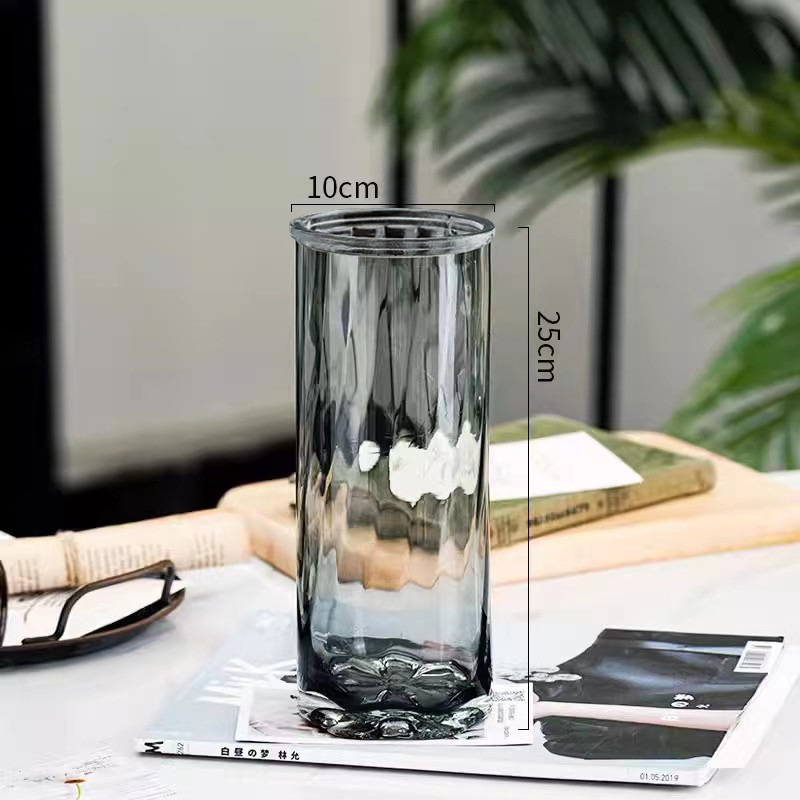 Jarrón de Vidrio Estilo Bambú de la Fortuna, Maceta Hidropónica, Adorno Estilo Ins, Jarrón Recto Grande de Alta Gama para Decoración del Hogar