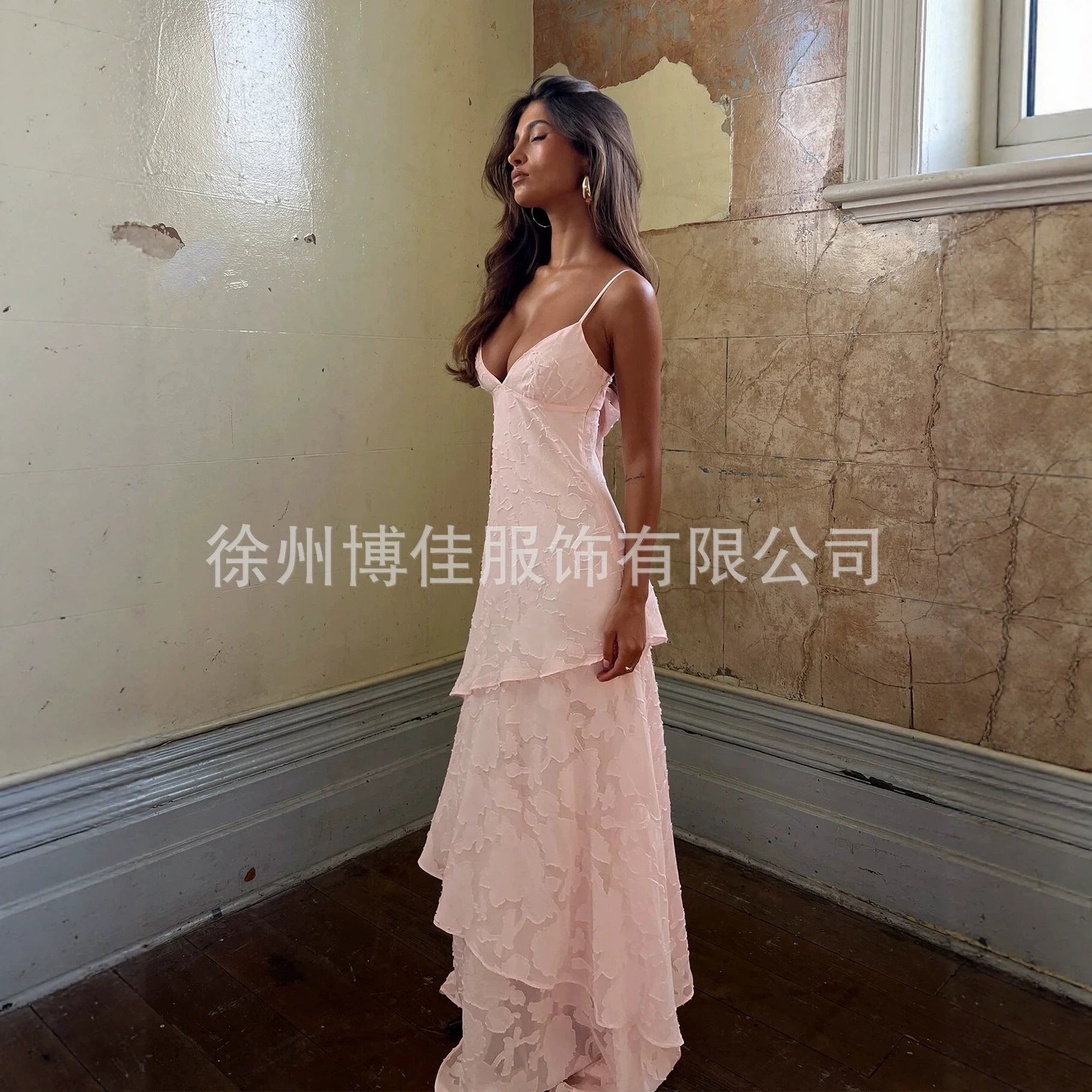 Cross-Border Amazon European and American Style New Hot Girl Style Strappy Backless Fashion Versatile Burgundy Sexy Slip Dress
