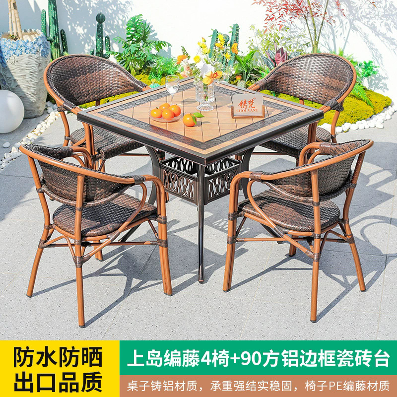 Mesa y silla al aire libre de cafeteria casuales al aire libre simple impermeable anticorrosivo balcón jardín mesa y silla combinación image 13