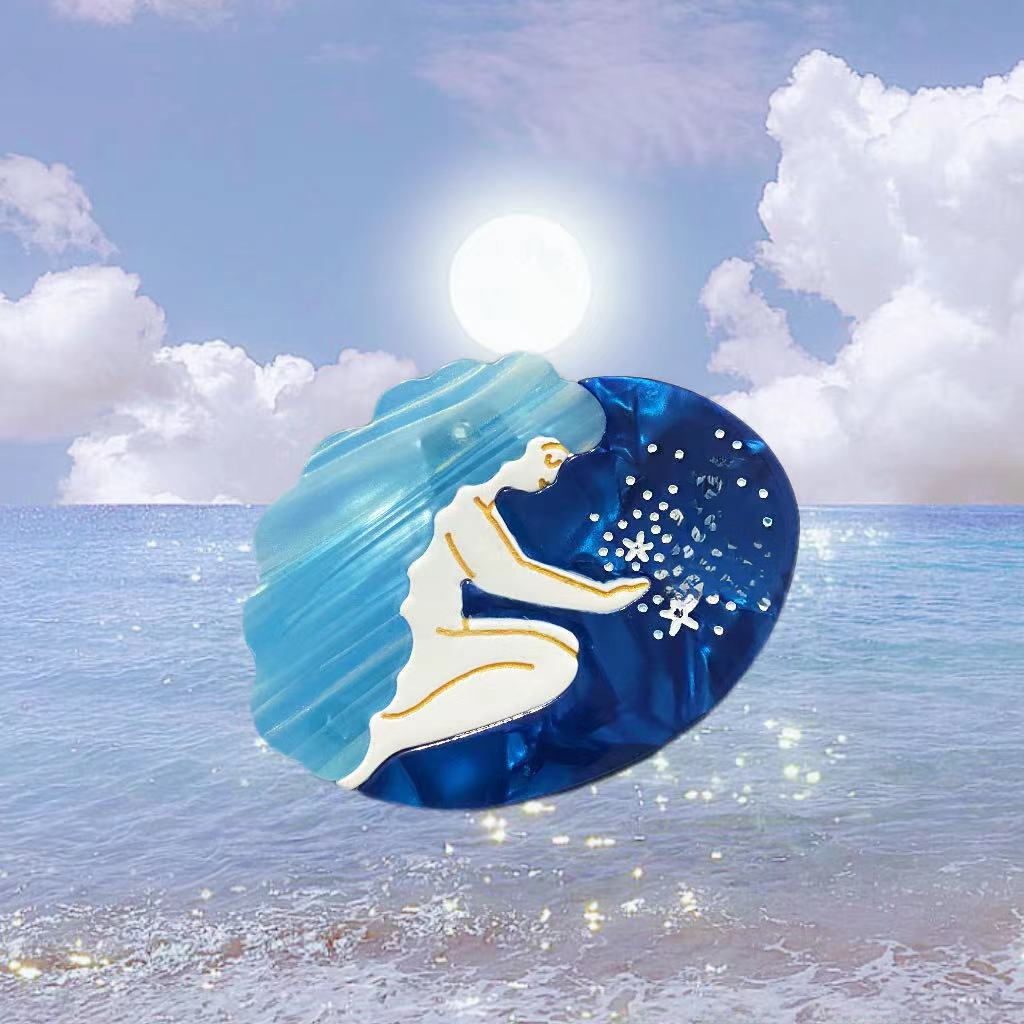 Avancerad sjöjungfru ättiksyraklämma personlig hårnål för flicka Luxemburg drömplanet hajklämma sidoklämma hårnål_voghion.com