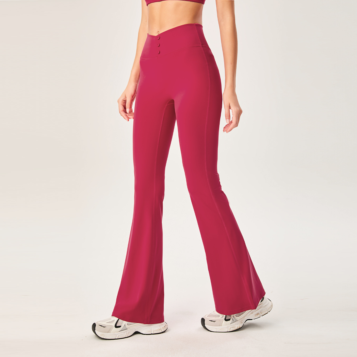 Yoga desnudo, cintura alta, caderas, deportes casuales, pantalones de acondicionamiento físico transfronterizos, pantalones de caderas elásticos, pantalones de piernas anchas image 10