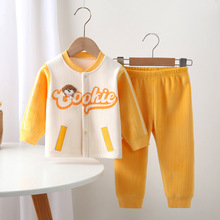 秋季新款婴幼儿内衣套装双面绒保暖对开卡通2024年秋冬婴童