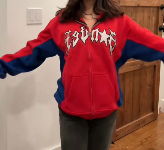 Suéter de manga larga con capucha y cremallera con estampado de araña estilo hip hop, estilo gótico, Harajuku, Y2K, para parejas