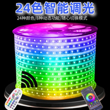 led灯带110v220v七彩rgb5050柔性彩色户外防水氛围亮化工程灯条