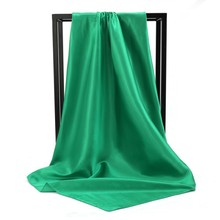 新款百搭90色丁披肩领巾纯色缎面 女纯色仿真丝大方巾围巾批发