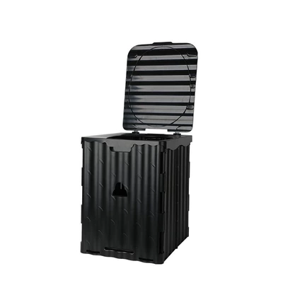 Camping Car Folding Toilet Portable Outdoor Mobile Temporary Emergency Toilet Adult Self-Driving Equipment Toilet (Kempinq və səyahət) - black-37cm