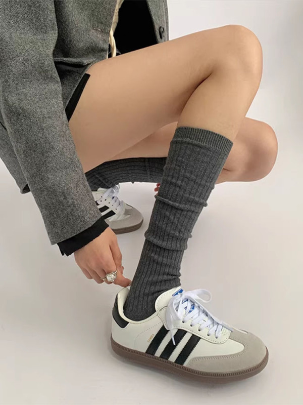 春秋miu系芭蕾风中筒袜纯棉夏薄款网眼透气白色小腿袜百搭堆堆袜|undefined