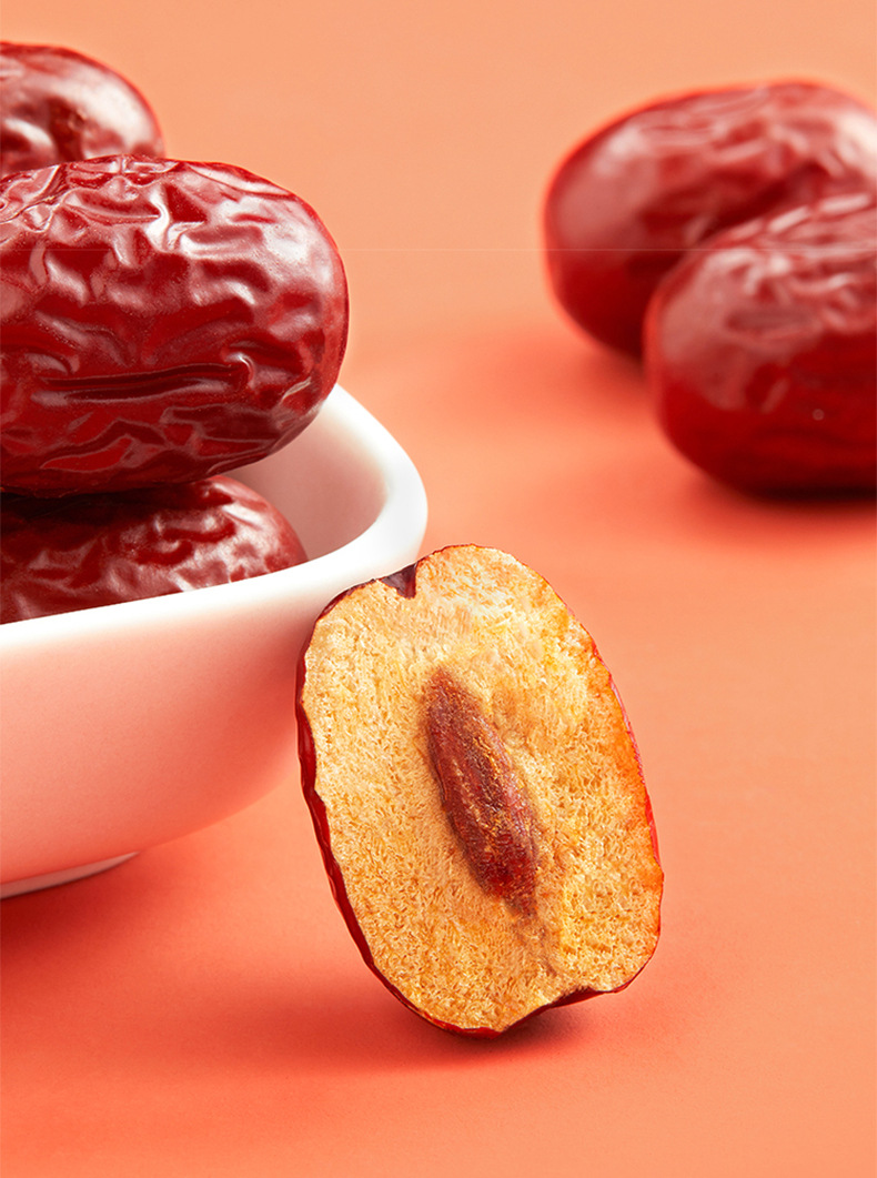 Xinjiang Grey Jujube Dried Red Dates Hui Zao Whole Fruit Ready to Eat 500g for Tea Congee and Soup quality and texture