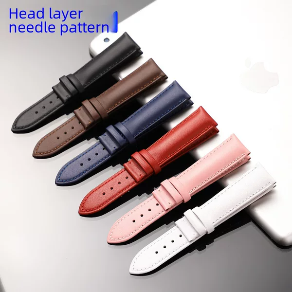 Upper and Lower Layer Cowhide Needle Plain Strap Waterproof and Durable Leather Strap Tmall AliExpress in stock Explosions