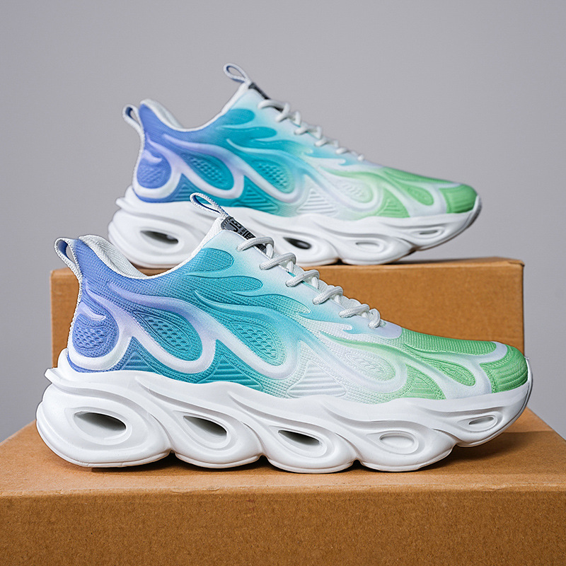 Herren Herbstsport 2024 neue atmungsaktive ultraleichte Dämpfung Laufschuhe aus weißem Casual Mesh mit dicker Sohle_voghion.com