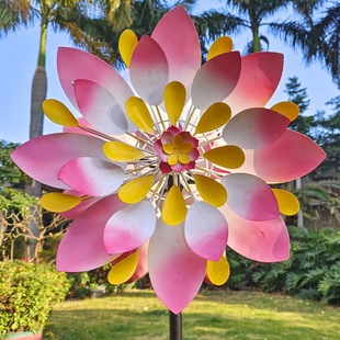 Outdoor Products Cross-Border European and American Beautiful Iron Windmill Lotus Wind Blade Courtyard Decoration Floor-Standing Ornaments