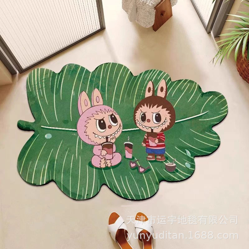 荷叶Labubu浴室强吸水地垫卫生间防滑速干脚垫门垫厂家可贴标代发|undefined