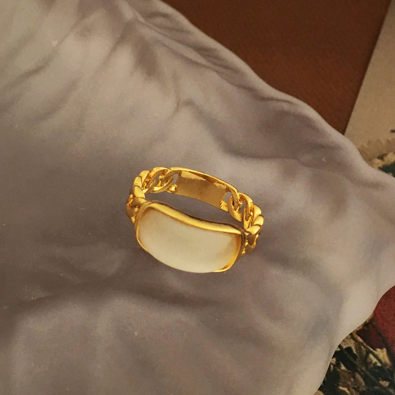 Retro Geometric Copper Rings Plating Opal Copper Rings