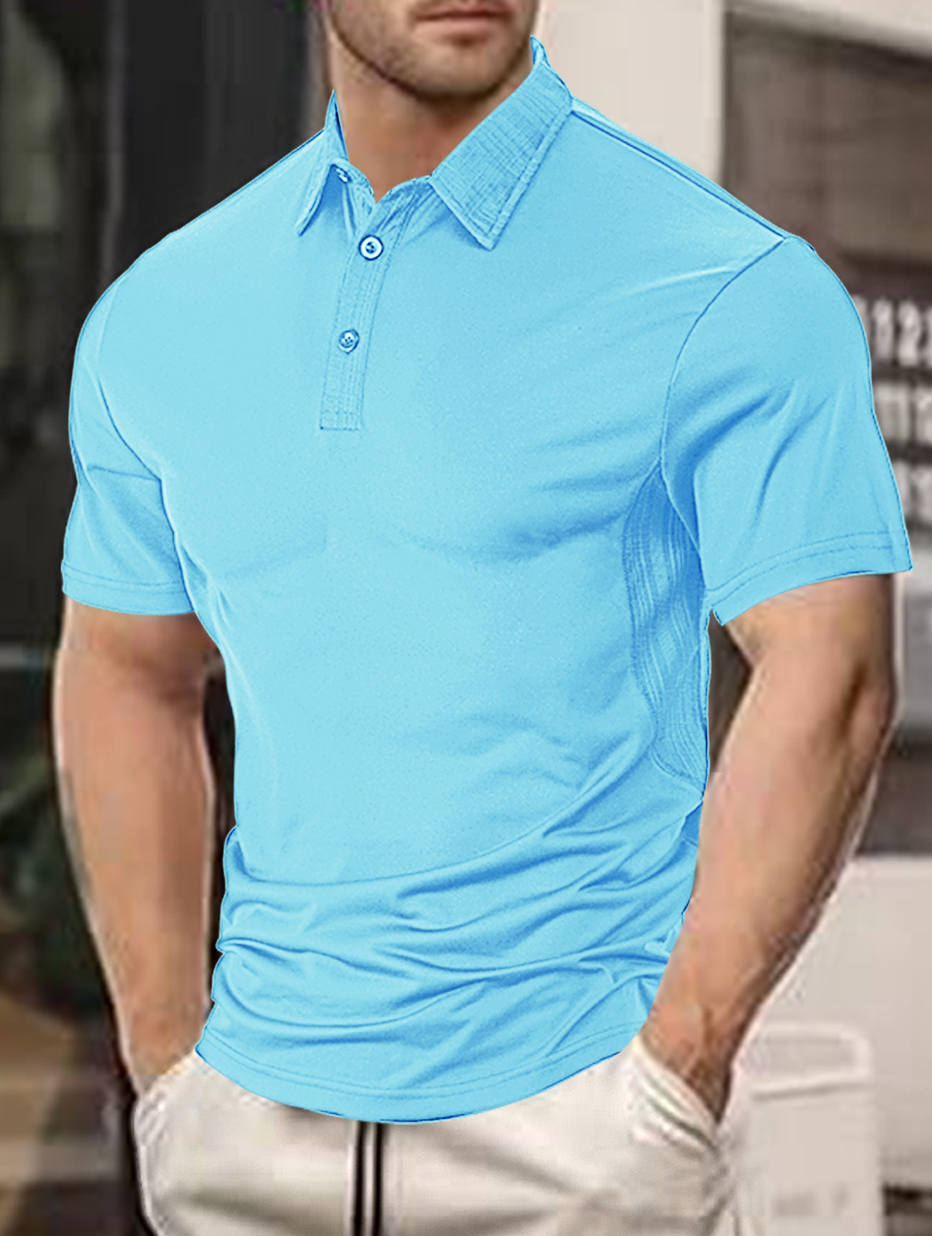Europa y América Amazon temu comercio exterior camiseta de manga corta para hombre moda de verano casual solapa suelta polo de algodón perlado