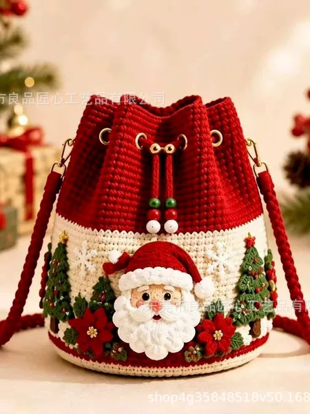 Cross-border new product: DIY Christmas crochet bucket bag