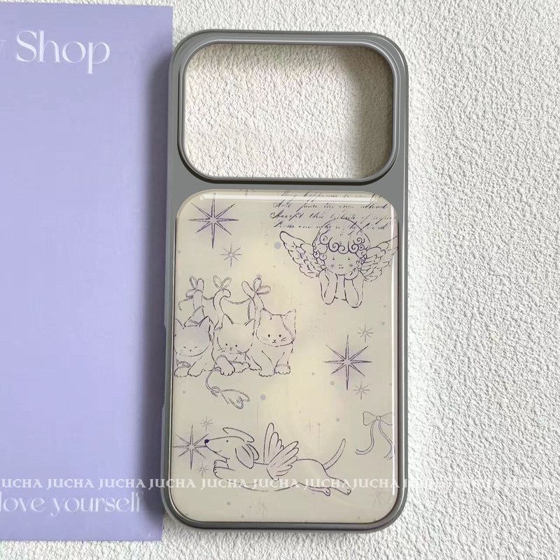 Suitable for Angel Cat Apple 17 Pro Phone Case with a Light Luxury Design, New iPhone 16, Niche Style for iPhone 15, Not for iPhone 14