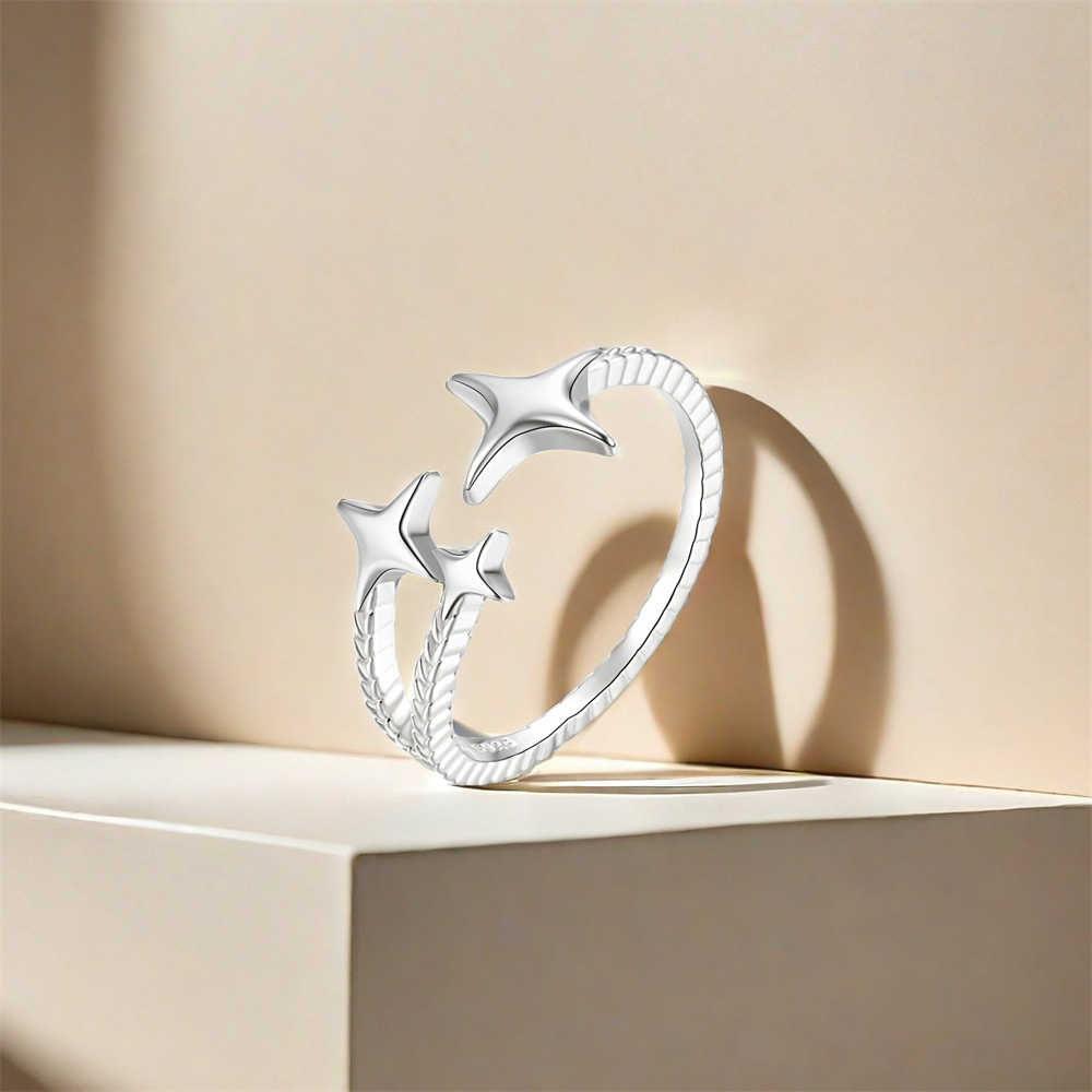 5g Weight Zircon Inlay Material Open Rings Classification Adjustable Ring Size 1 Piece Quantity Holiday, Daily Occasion 925 Sterling Silver Material Geometric Pattern Women's Gender Plating, Inlay Design Sweet Style 925 Sterling Silver Zircon Geometric Open Rings 37