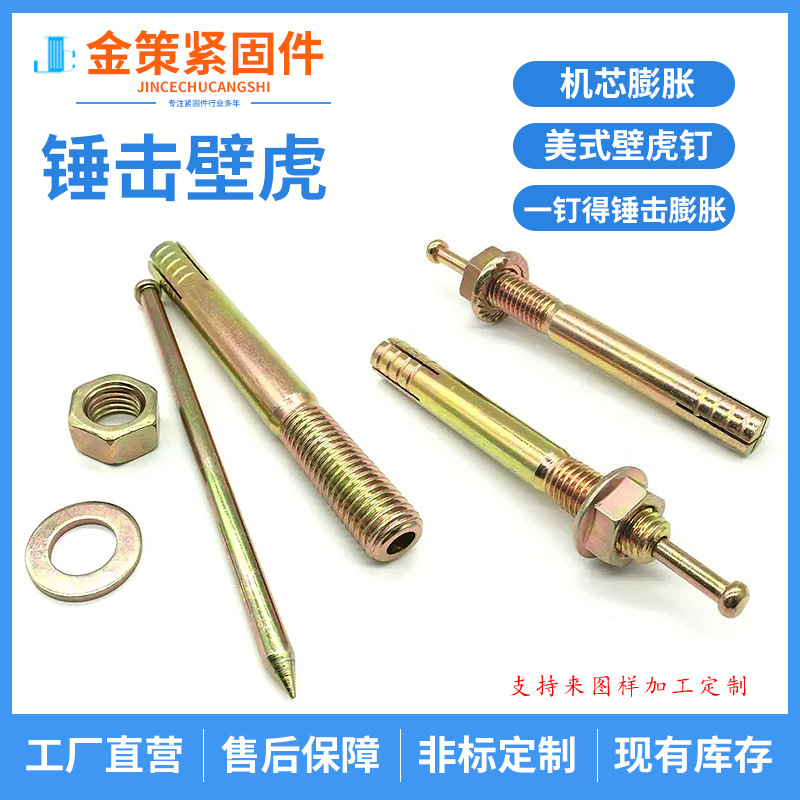 供应现货一钉得304不锈钢锤击膨胀美式壁虎钉锤击敲击式膨胀螺栓