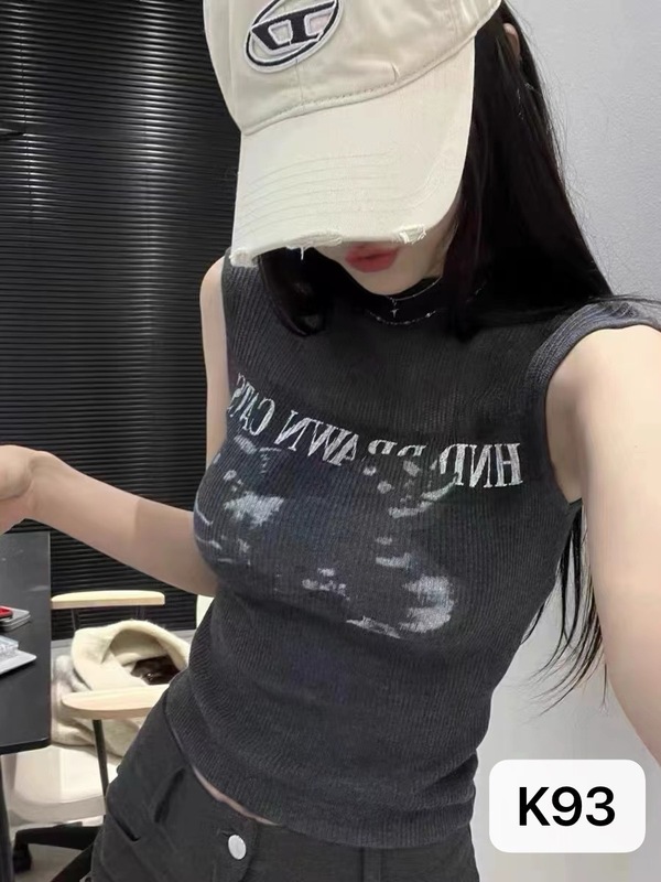 背心女2025新款春韩系小个子卡通提花设计感小众无袖镂空针织上衣|undefined