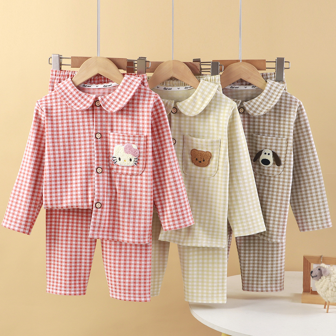 New Blake Children's Home Clothes for Boys and Girls Warm Velvet Embroidered Doll Baby Pajamas Set