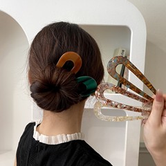 韓国の高級な質感の板材のかんざしの大きいサイズの花の気質の復古の団子の頭の少女の皿のかんざしの子供
