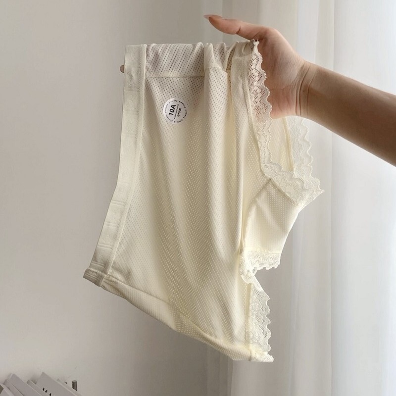 Anti-running safety pants women's mid-waist bottoming boxer breathable hole women's briefs summer women's ice silk thin