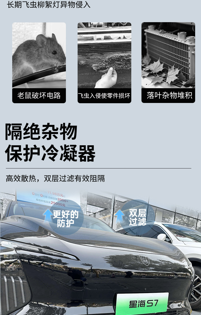 Dongfeng Fengxing Xinghai S7 anti-insect net grille protection against mosquitoes and catkins, specialized modification accessories