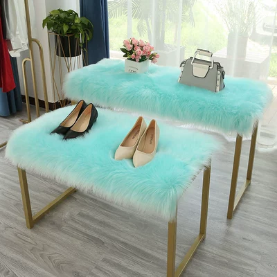 Wool pad — Plush Decorative Blanket Table Counter - customized-lake-blue