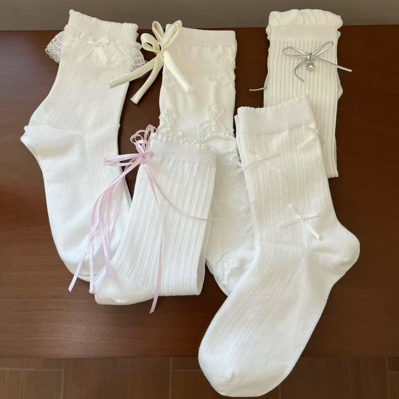 Spring and Summer Sweet Lace Girly Style Korean Version Ins High-Value Socks for Women Summer White Jk Socks with Bowknot Women's Socks Spring and Summer Sweet Lace Girly Style Korean Version Ins High-Value Socks for Women Summer White Jk Socks with Bowknot Women's Socks