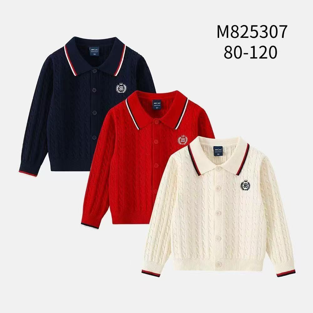 Polo领棉线衫童装儿童2025女宝宝毛衣开衫外套宝宝女童纯棉针织衫