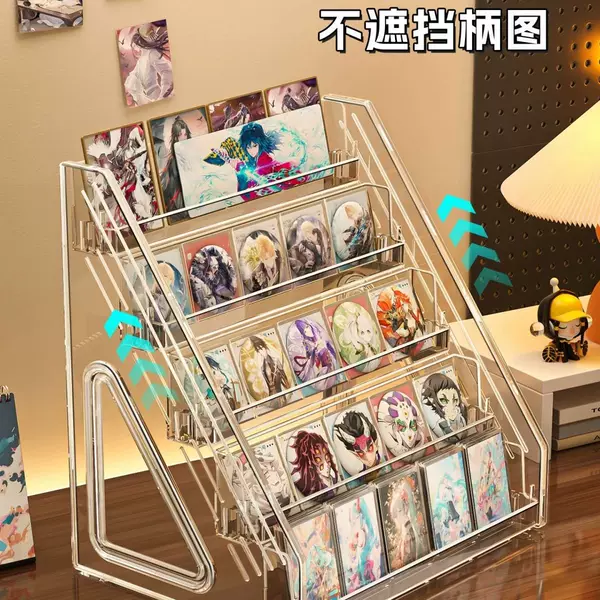 Upgraded acrylic multi-layer ladder badge display rack, transparent desktop storage box for merchandise and accessories