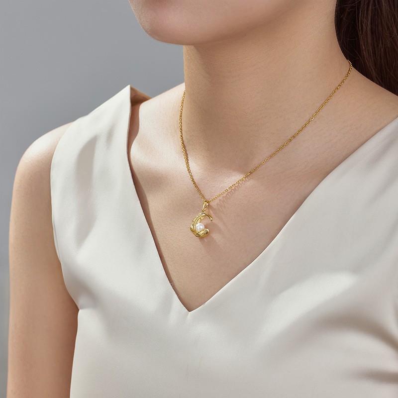 Collar con Colgante de Diseño de Perlas de Imitación de Lujo Ligero, Chapado en Aleación de 24k, Estilo Europeo y Americano, Nuevo de Xuping
