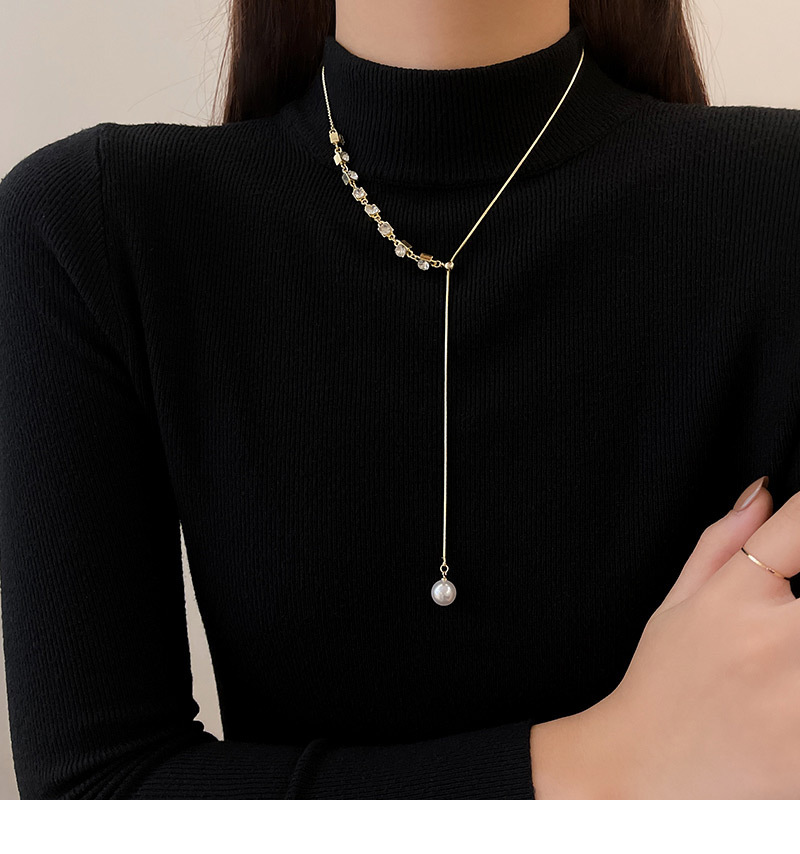 Fashion Geometric Alloy Inlay Artificial Pearls Rhinestones Womenu0027S Necklace 1 Piece