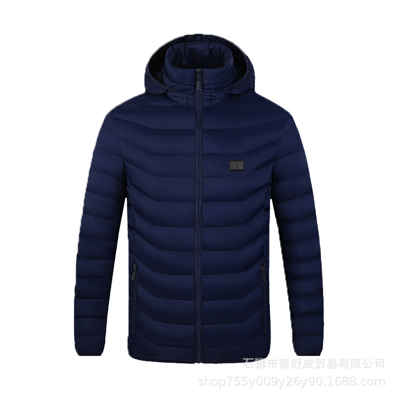 Invierno venta al por mayor transfronteriza abrigo de algodón caliente ropa de calefacción casual de todo fósforo control dual nueve distritos ropa de algodón inteligente calefacción eléctrica con capucha