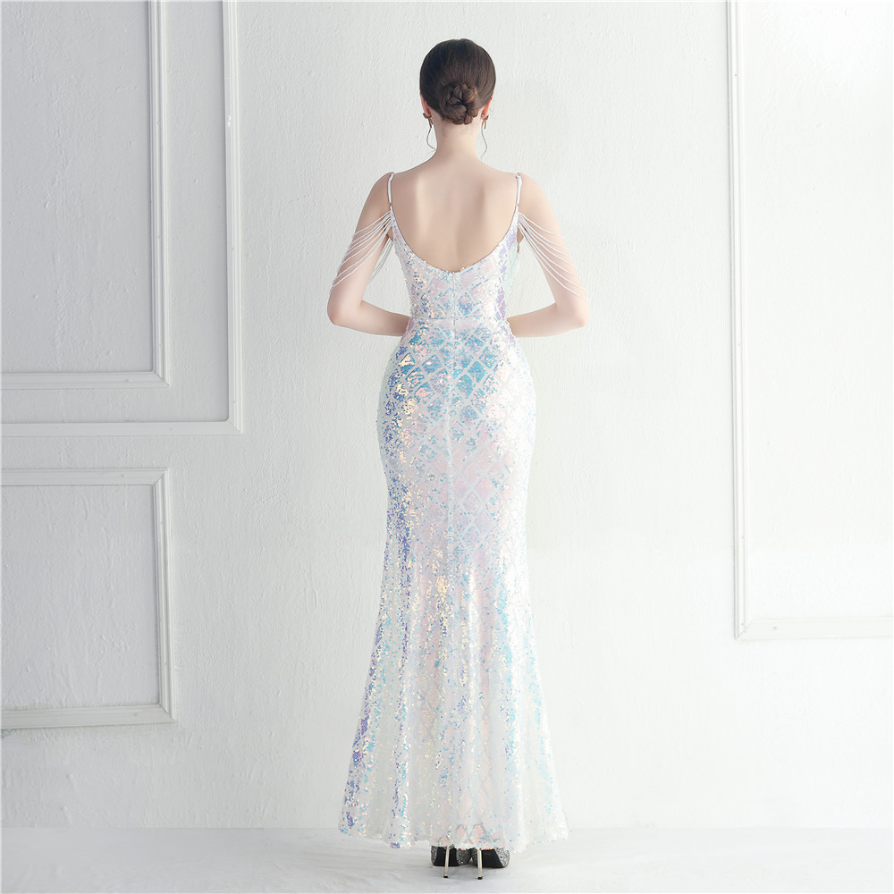 Sequined Diamonds Long Evening Dress