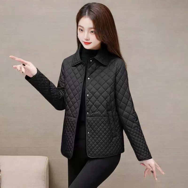 Demi-season light and thin spring short down jacket for mother, for middle age, loose fit