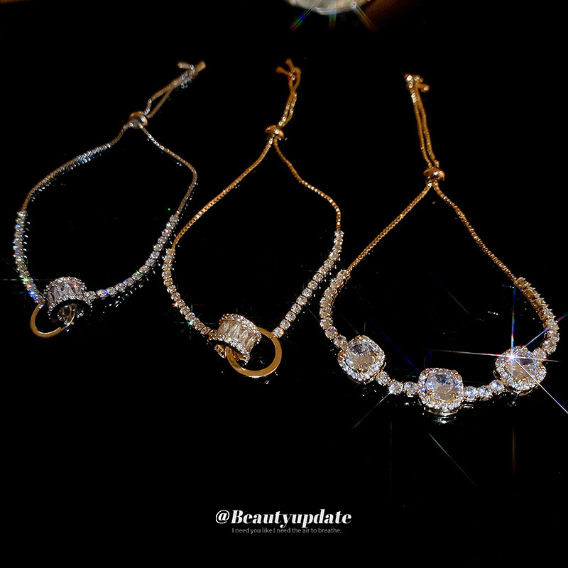 Pulsera geométrica extraída de circón galvanizado en oro real Pulsera exquisita estilo insid japonés y coreano 2025 nueva pulsera ligera de lujo