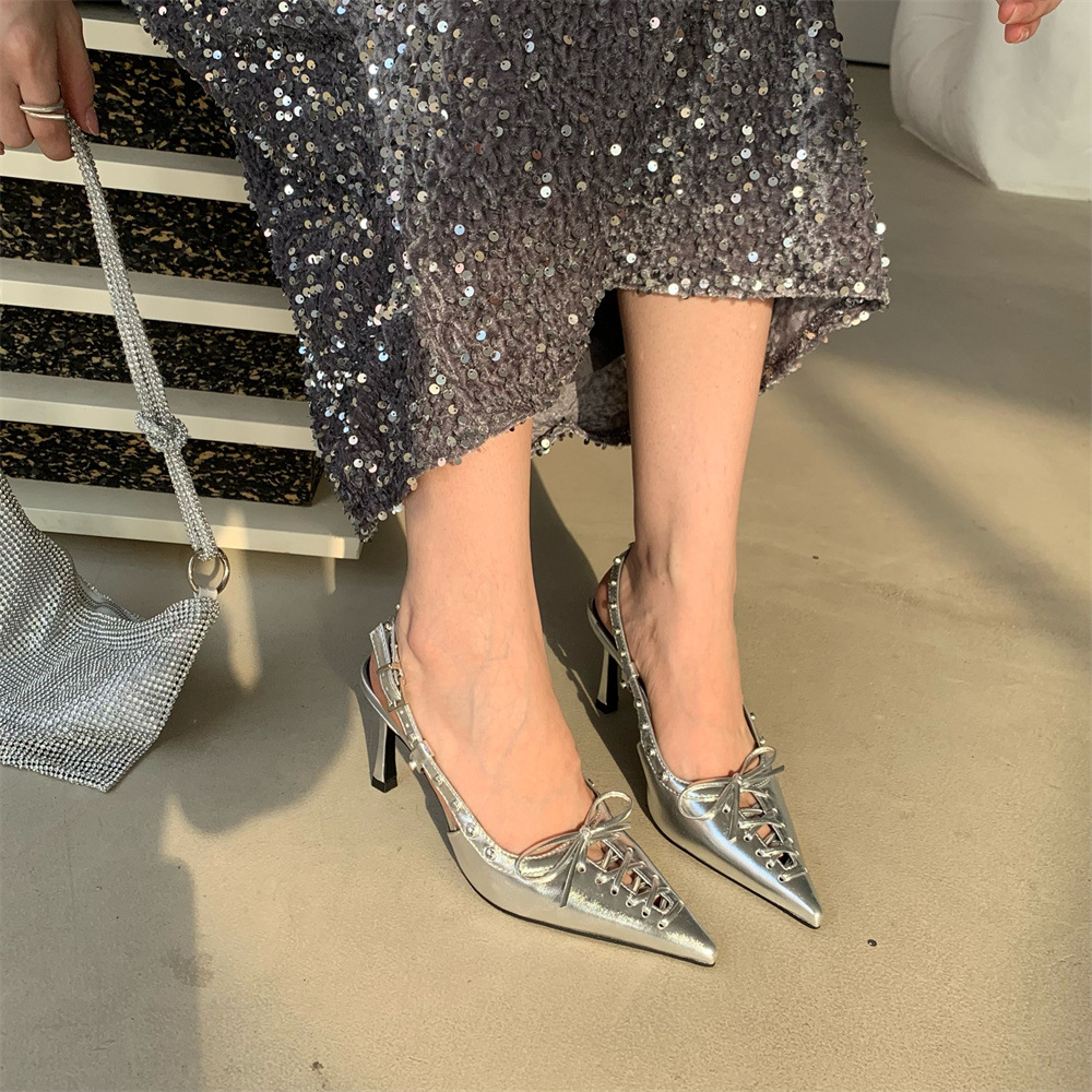2024 New Spring Shoes European and American Pointed Toe Thin Heels Shallow Mouth Fashion Thin Front Straps and Back Vacuum Sandals_voghion.com